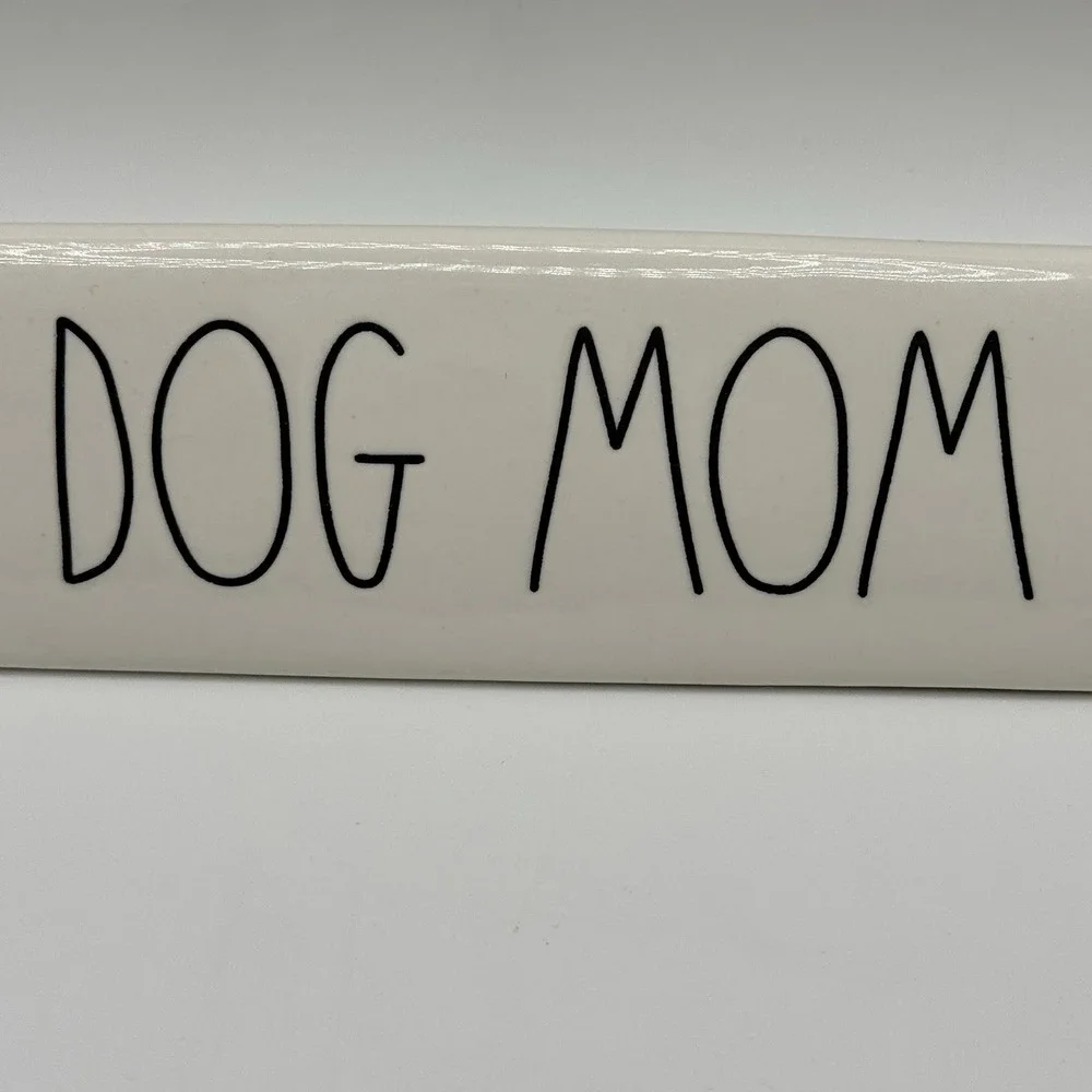 Rae Dunn LL DOG MOM Desk Plaque Coffee Bar Decor‎ Farmhouse Sign Statement